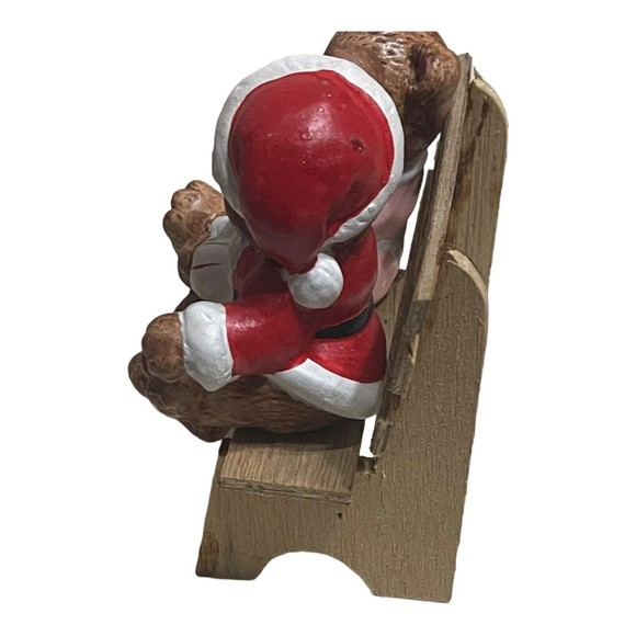Vtg  Art mark Mr & Mrs Christmas Bear On A Wooden Bench Figurines Decor READ - Picture 3 of 6
